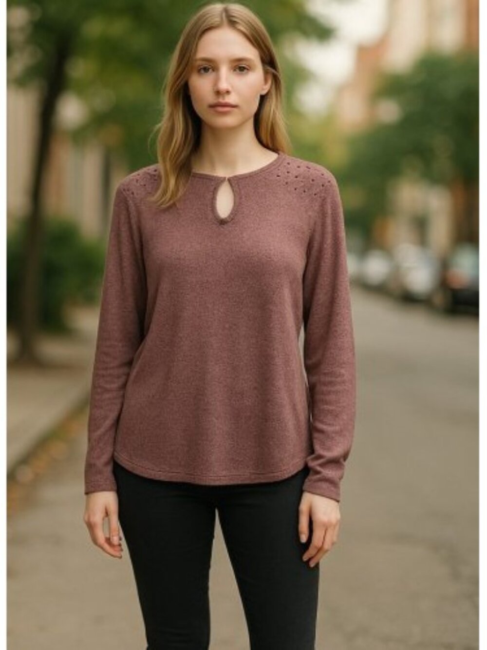 STUDIO 1886 Pink Beaded Shoulder Long Sleeved Top Ladies L 12 14